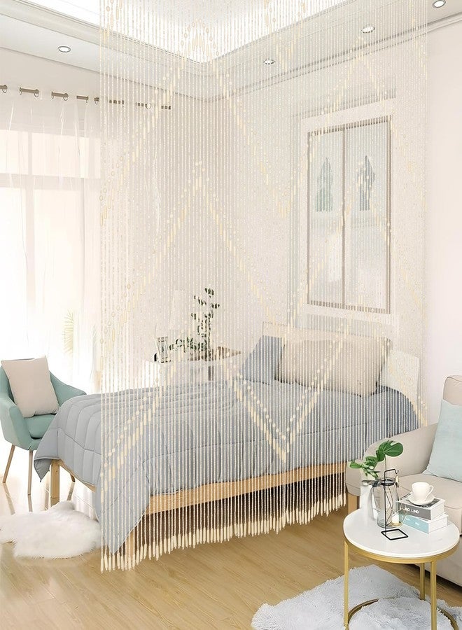 Foreate Beaded Curtain for Doorways Handmade Bamboo Wood Door Beads Boho Hanging Room Divider Hallway Window Hippie Curtains Rustic Home Decor 35.5" x 75" Beige - Image 5